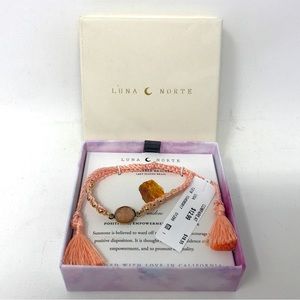 Luna Norte 14Kt Plated Brass Sunstone Bracelet, Women's Size Adjustable - Pink